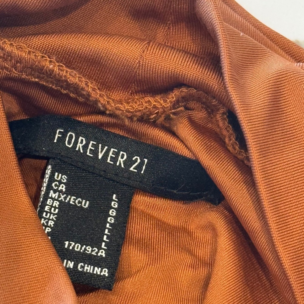 Forever 21 Long Sleeve Mock Neck Thong Bodysuit Cinnamon Brown Size L - Picture 4 of 6